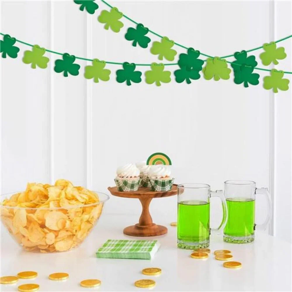 St Patricks Day Decorations 5 Pack Shamrock Clover Felt Banner Garland for St